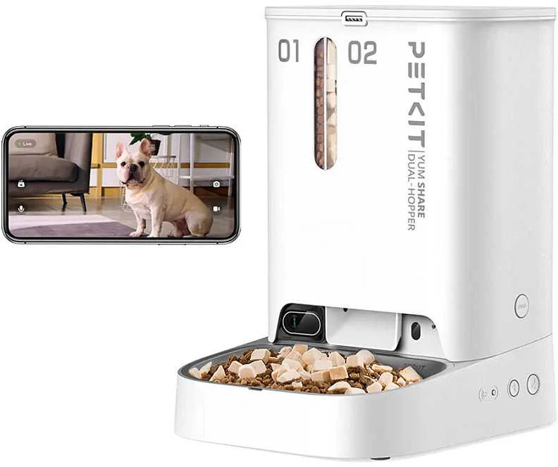Automatinė šėrykla Petkit YumShare Dual Hopper, baltos spalvos