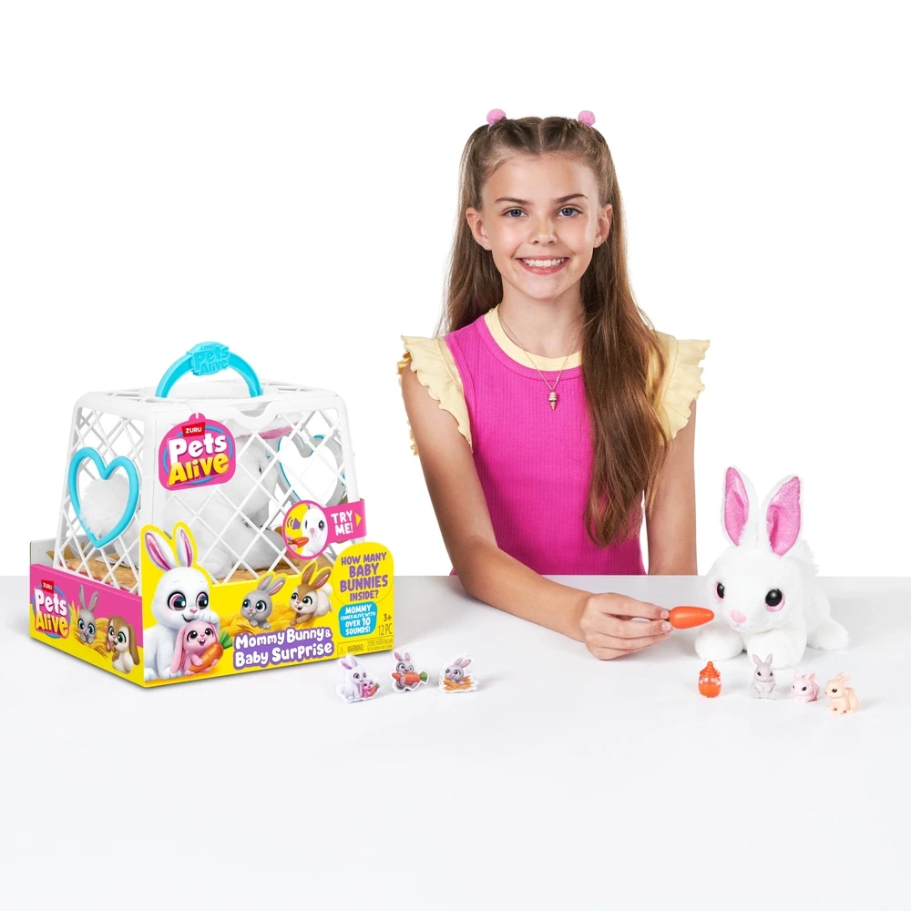 Zuru Pets Alive Interaktyvus žaislas „Mommy Bunny & Baby Surprise“