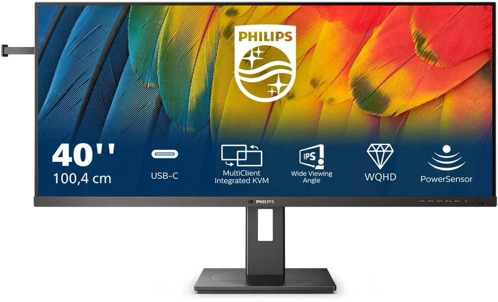 Monitorius Philips 40B1U5600/00, 40", IPS, 3440 x 1440, 4 ms, 500 cd/m², Juodos spalvos