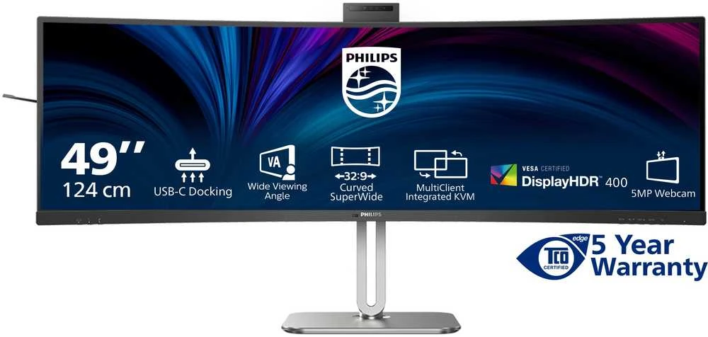 Monitorius Philips | 49B2U5900CH/00 | 48.8 " | VA | 32:9 | 75 Hz | 4 ms | 5120 x 1440 pikselių | 450 cd/m² | HDMI jungtys quantity 2