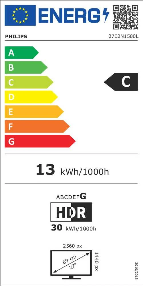 Philips 1000 series 27E2N1500L/00 computer monitorius 68.6 cm (27") 2560 x 1440 pikselių Quad HD LED Juodas