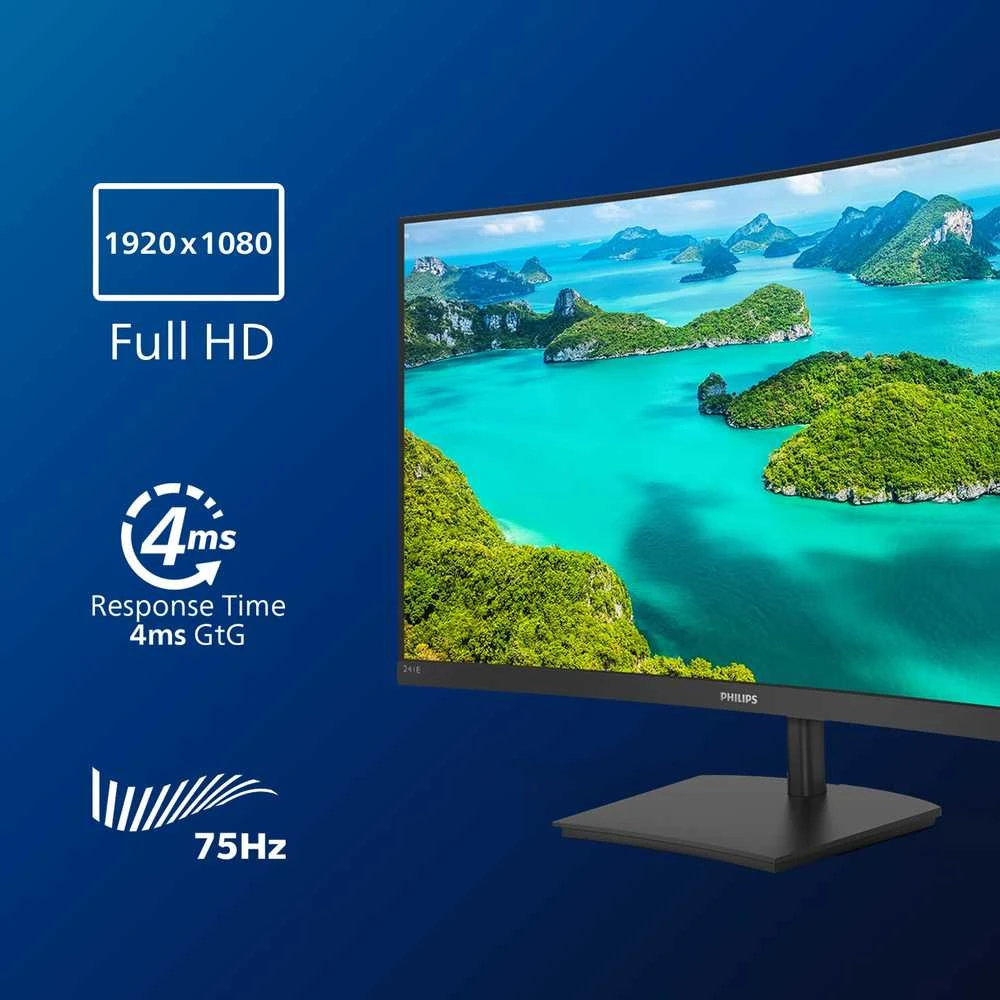 Philips E Line 241E1SCA/00 kompiuterio monitorius 59,9 cm (23,6") 1920 x 1080 pikseliai „Full HD“ LCD Juoda
