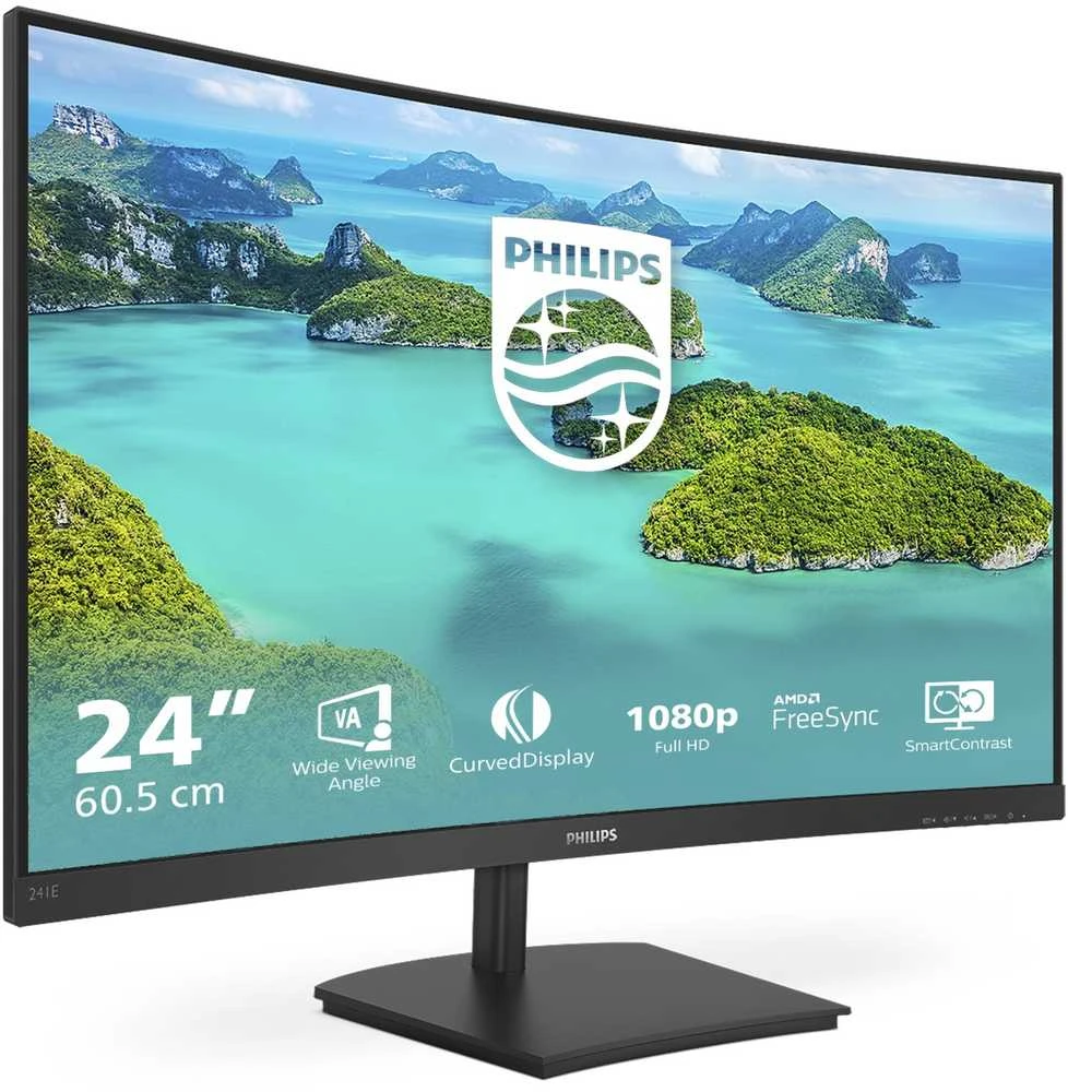 Philips E Line 241E1SCA/00 kompiuterio monitorius 59,9 cm (23,6") 1920 x 1080 pikseliai „Full HD“ LCD Juoda