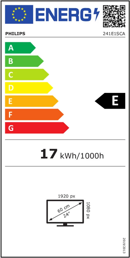 Philips E Line 241E1SCA/00 kompiuterio monitorius 59,9 cm (23,6") 1920 x 1080 pikseliai „Full HD“ LCD Juoda