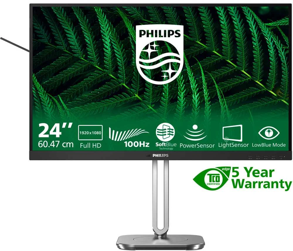 „Mmd Monitors“ ekranai „PHILIPS 24B2G5200/00“ – 23,8 colio FHD IPS 75 Hz D-SUB HDMI 1.4 DP 1.2 monitorius