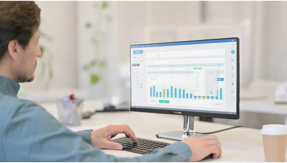 „Mmd Monitors“ ekranai „PHILIPS 24B2G5200/00“ – 23,8 colio FHD IPS 75 Hz D-SUB HDMI 1.4 DP 1.2 monitorius