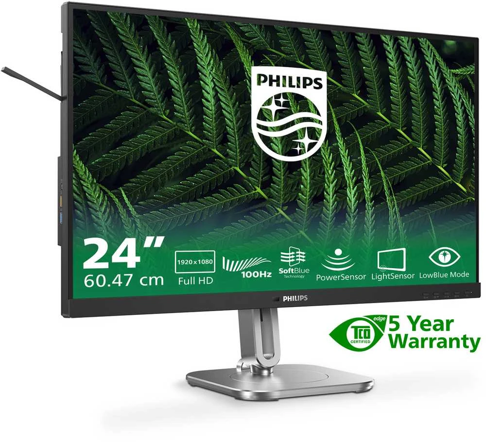 „Mmd Monitors“ ekranai „PHILIPS 24B2G5200/00“ – 23,8 colio FHD IPS 75 Hz D-SUB HDMI 1.4 DP 1.2 monitorius