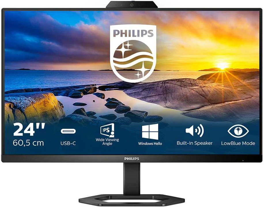 Philips Monitorius su Windows Hello Webcam 24E1N5300HE 23,8 ", IPS, FHD, 1920 x 1080, 16:9, 4 ms, 300 cd/m², Juodas, 75 Hz, HDMI jungtys 1 kiekis