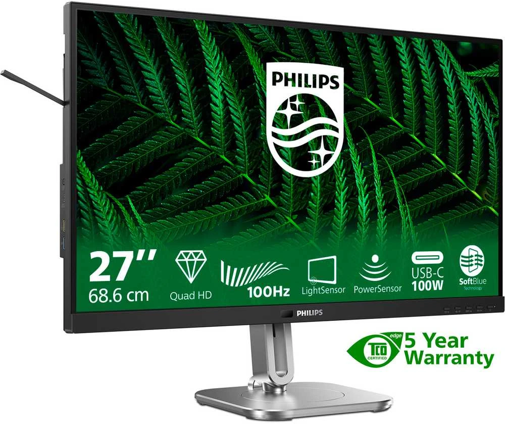 Mmd monitoriai Ekranai PHILIPS 27B2G5601/00 Monitorius 27 colių 2560x1440 100Hz 2xHDMI DP USB tamsiai pilka