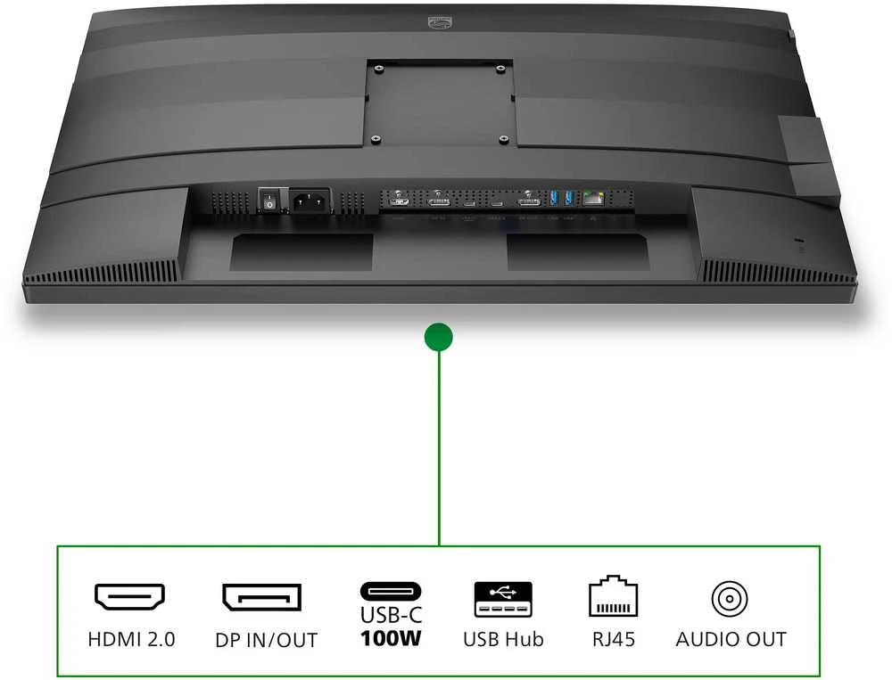 Mmd monitoriai Ekranai PHILIPS 27B2G5601/00 Monitorius 27 colių 2560x1440 100Hz 2xHDMI DP USB tamsiai pilka