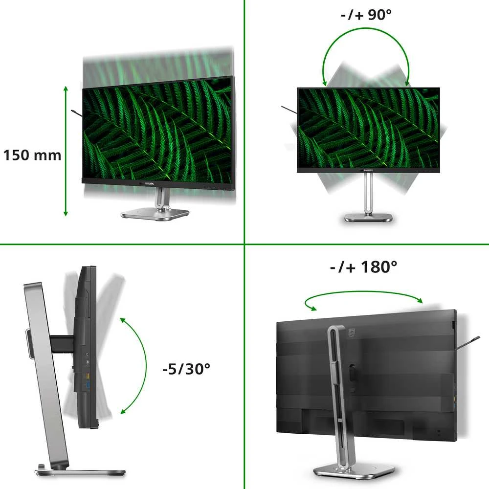 Mmd monitoriai Ekranai PHILIPS 27B2G5601/00 Monitorius 27 colių 2560x1440 100Hz 2xHDMI DP USB tamsiai pilka