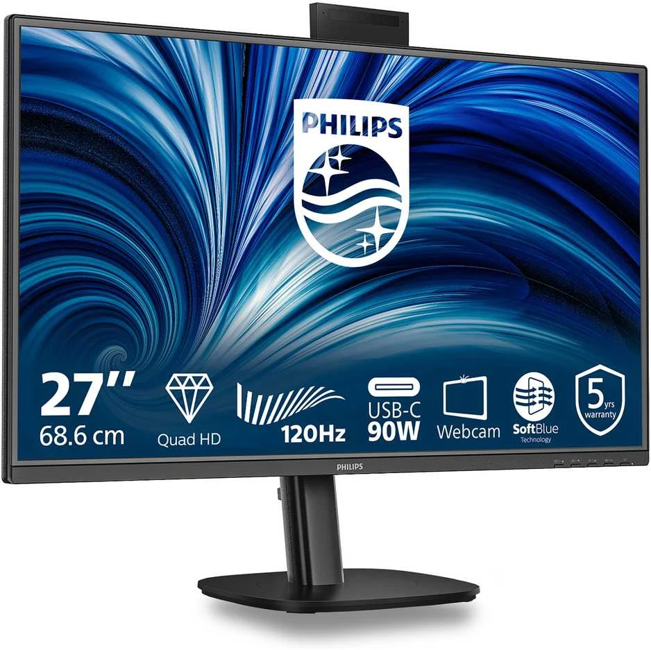 Monitorius „Mmd Monitors“ ekranai, „PHILIPS“, 27 colių, 2560 x 1440, 120 Hz, IPS, plokščias, H/A, 150 mm, USB-C, prijungimo stotelė, 90 W, grandinėlės jungimas su „27B2N3500J Smart Link Sync“.