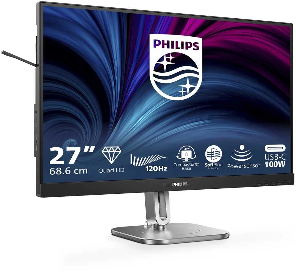 Monitorius „Mmd Monitors“ ekranai „PHILIPS 27B2U4601/00“, 27 colių, IPS, QHD, 120 Hz, 350 cd/m2, 4 ms, HDMI 2.0, DP, USB-C, 3.2, šakotuvas, USB „Pivot“ garsiakalbiai