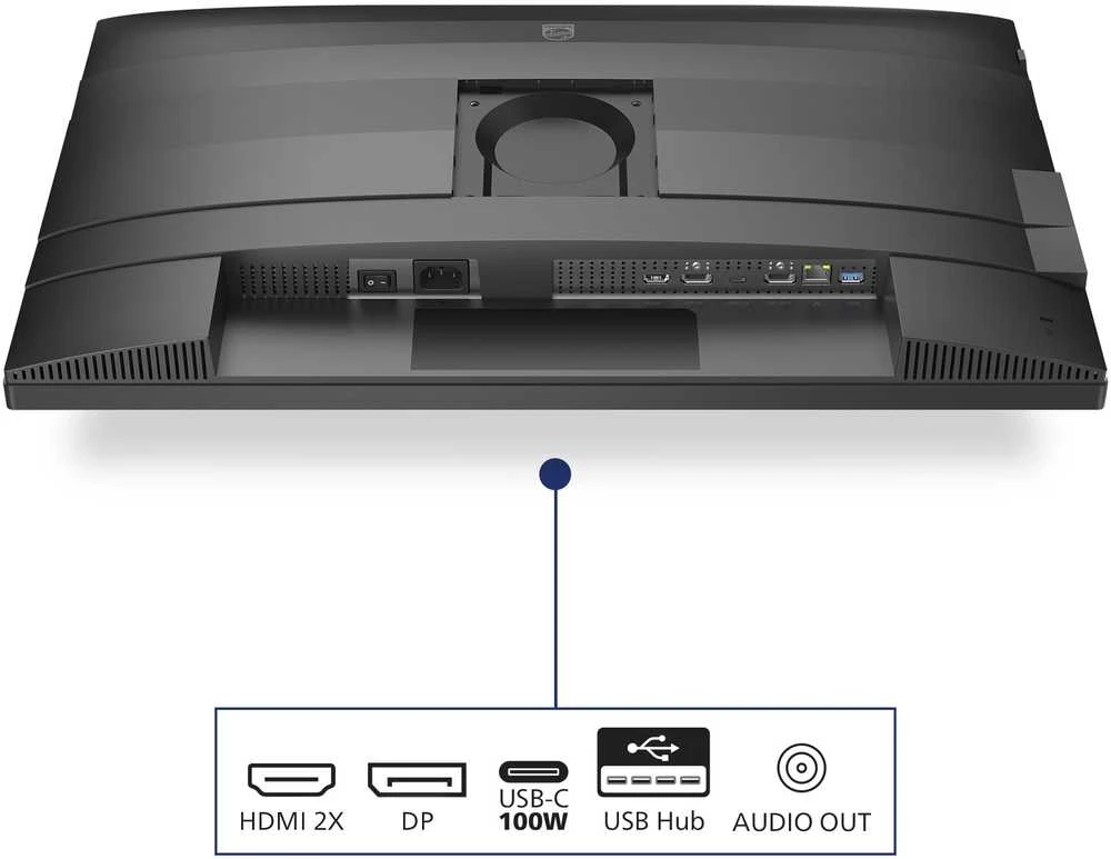 Monitorius „Mmd Monitors“ ekranai „PHILIPS 27B2U4601/00“, 27 colių, IPS, QHD, 120 Hz, 350 cd/m2, 4 ms, HDMI 2.0, DP, USB-C, 3.2, šakotuvas, USB „Pivot“ garsiakalbiai