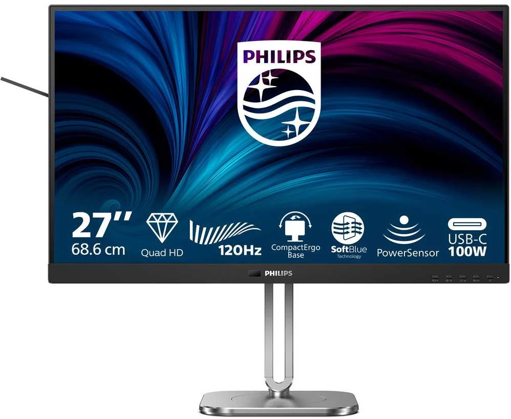 Monitorius „Mmd Monitors“ ekranai „PHILIPS 27B2U4601/00“, 27 colių, IPS, QHD, 120 Hz, 350 cd/m2, 4 ms, HDMI 2.0, DP, USB-C, 3.2, šakotuvas, USB „Pivot“ garsiakalbiai