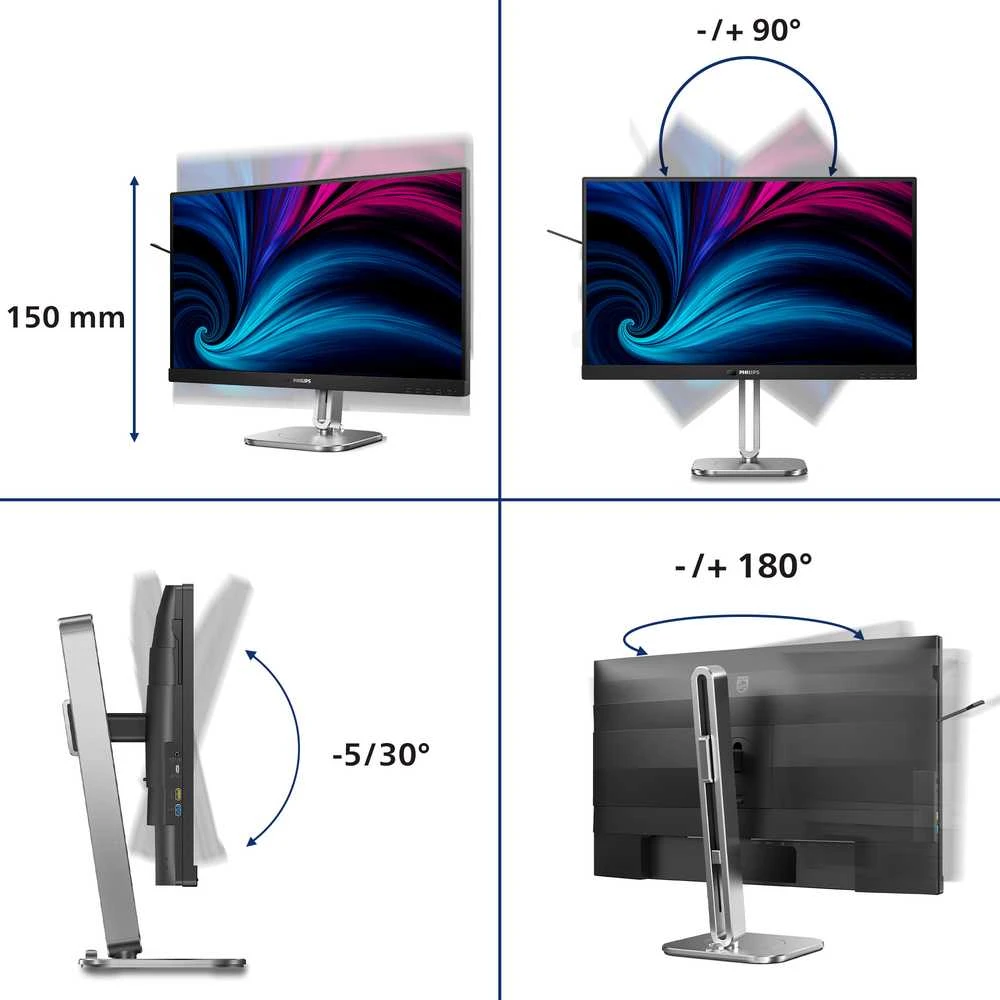 „PHILIPS 27B2U6903/00“ – 27 colių UHD LED 16:9 IPS 75Hz monitorius, 2xHDMI 2.0, DP 1.4, USB-C 3.2 Gen2