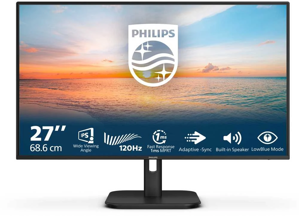 Monitorius Philips | 27E1N1200A/00 | 27 " | IPS | FHD | 16:9 | 120 Hz | 4 ms | 1920 x 1080 pikselių | 300 cd/m² | HDMI jungtys quantity 1 | Juodas