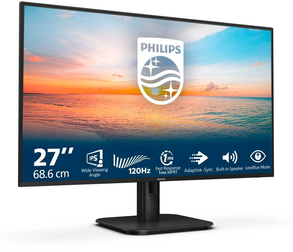 Monitorius Philips | 27E1N1200A/00 | 27 " | IPS | FHD | 16:9 | 120 Hz | 4 ms | 1920 x 1080 pikselių | 300 cd/m² | HDMI jungtys quantity 1 | Juodas