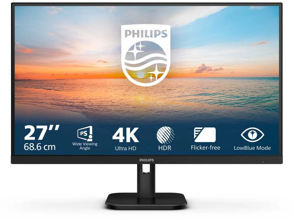Monitorius „Mmd Monitors“ ekranai „PHILIPS 27E1N1800A/00“, 27 colių, 4K UHD IPS, 60 Hz, 350 cd/m2, 4 ms, 2xHDMI2.0, DP garsiakalbiai