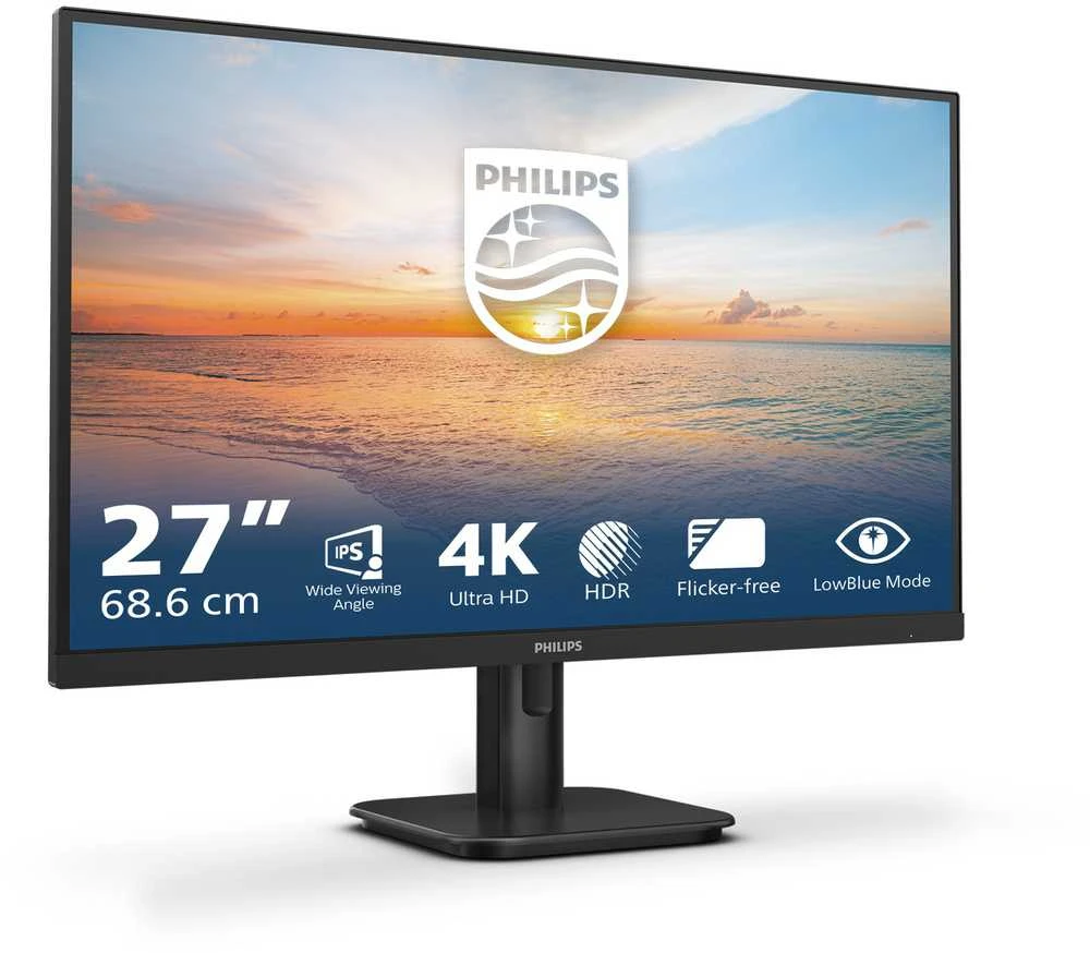 Monitorius „Mmd Monitors“ ekranai „PHILIPS 27E1N1800A/00“, 27 colių, 4K UHD IPS, 60 Hz, 350 cd/m2, 4 ms, 2xHDMI2.0, DP garsiakalbiai