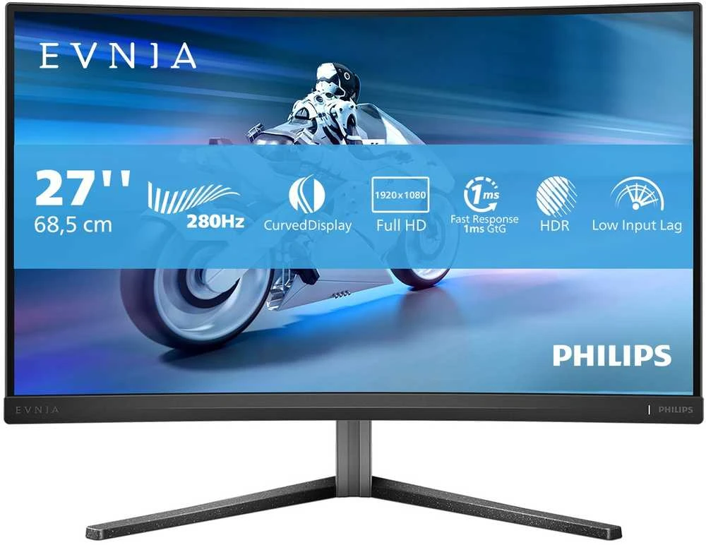 Monitorius Philips Evnia 27M2C5200W/00, 27", VA, 1920 x 1080, 280 Hz,  300 cd/m²
