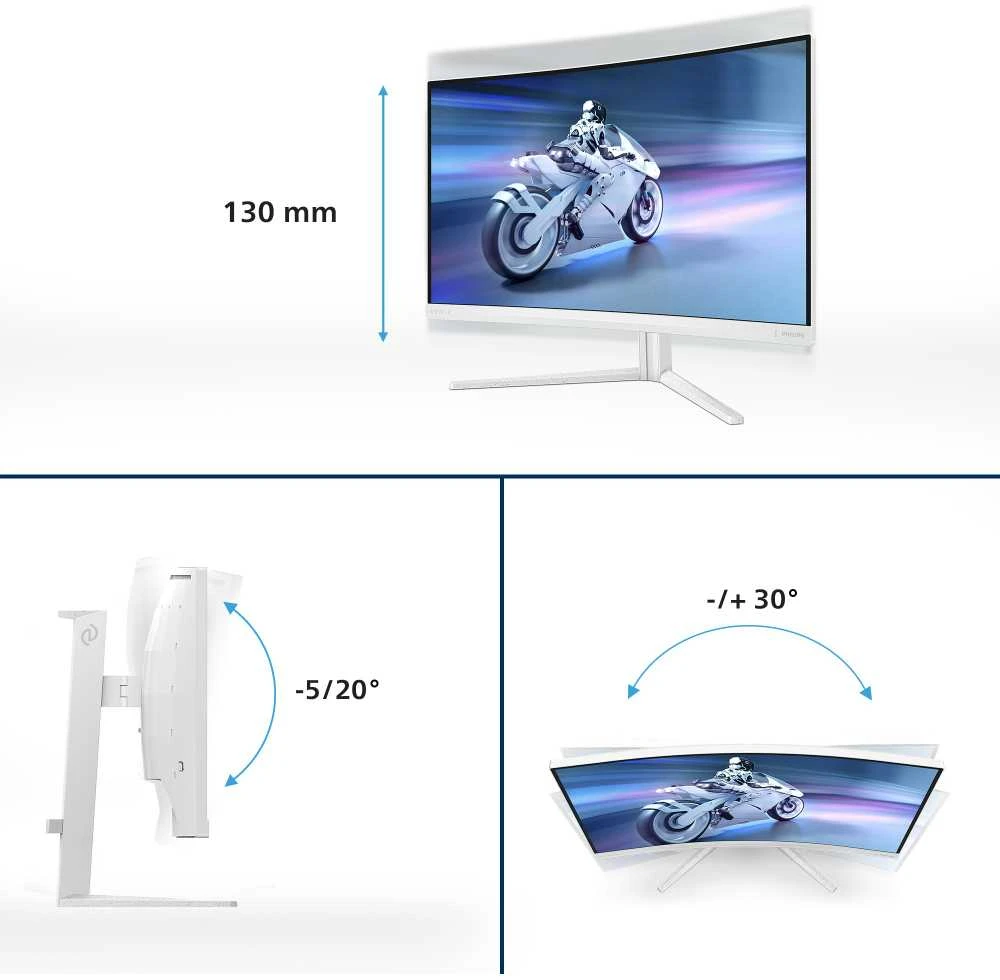 Lenktas monitorius Philips 27M2C5501/00 | 27" | 2560x1440 | 180Hz | 1 ms | Baltas