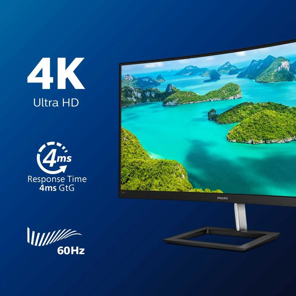 PHILIPS Lenktas LCD monitorius su „Ultra Wide-Color“ / 328E1CA/00 /  31,5 col. / 4K UHD / VA / HDMI/DP / garsiakalbiai