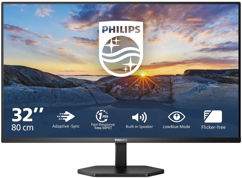 Monitorius Philips | 32E1N3100LA/00 | 32 " | VA | 16:9 | 75 Hz | 4 ms | 1920 x 1080 pikselių | 300 cd/m² | HDMI jungtys quantity 1 | Juodas