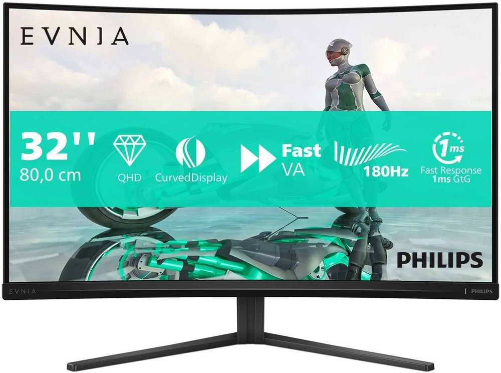 Monitorius „Mmd Monitors“ ekranai „PHILIPS 32M2C3500L/00“, 31,5 colio VA QHD 180 Hz, 300 cd/m2, 1 ms, 2xHDMI2.0, DP