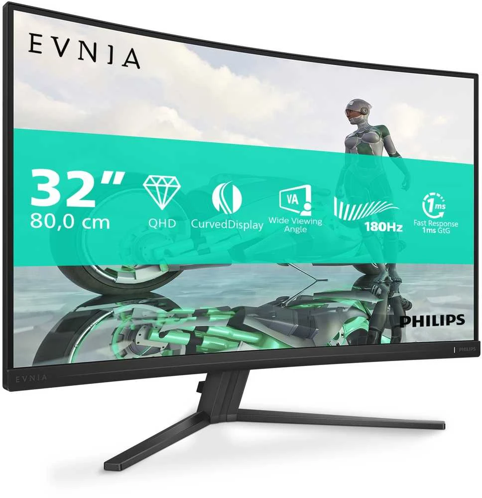 Monitorius „Mmd Monitors“ ekranai „PHILIPS 32M2C3500L/00“, 31,5 colio VA QHD 180 Hz, 300 cd/m2, 1 ms, 2xHDMI2.0, DP