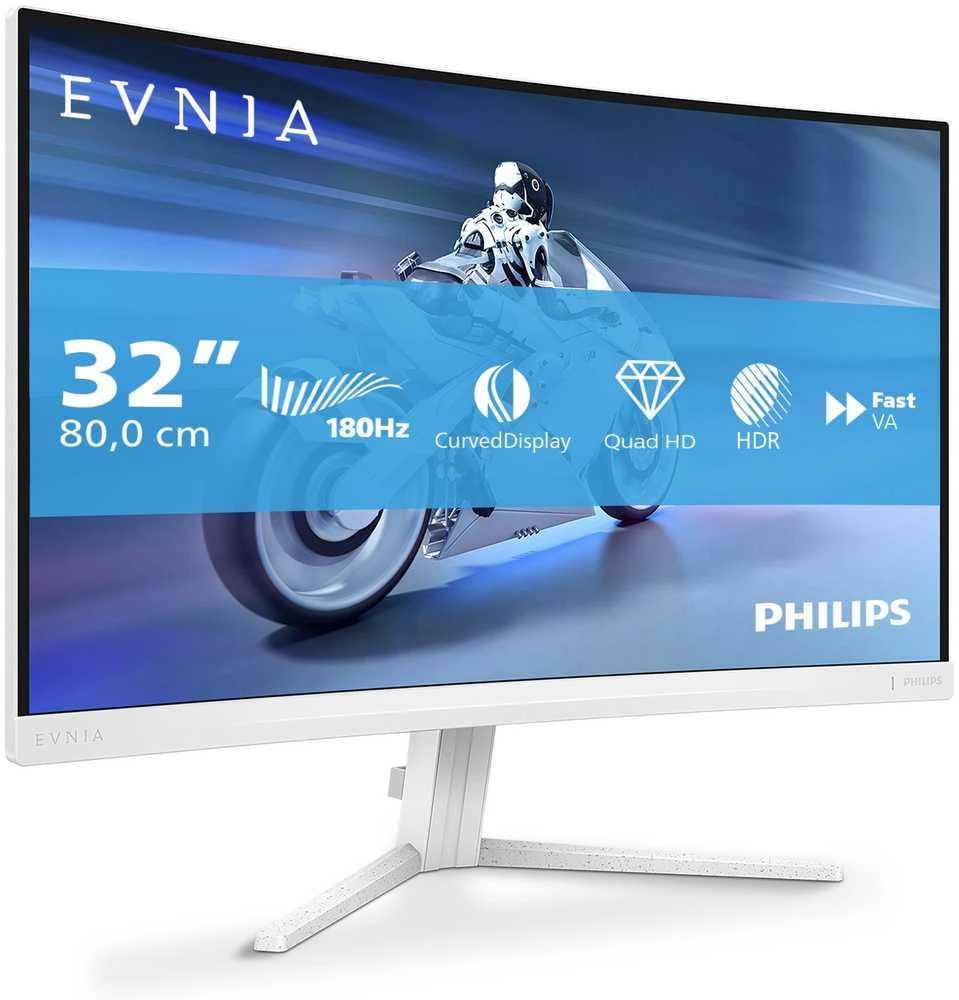 Monitorius „Mmd Monitors“ ekranai „PHILIPS“ 31,5 colio 2560x1440 VA lenktas 1500R 130 mm „EVNIA 5000 Ambiglow“ lenktas QHD 2K 180Hz greitas VA 1 ms GtG HDR10