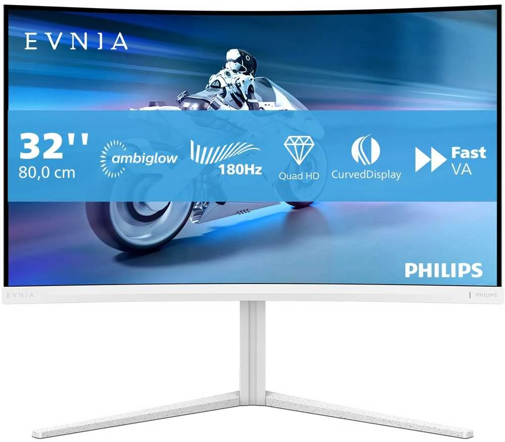 Monitorius „Mmd Monitors“ ekranai „PHILIPS“ 31,5 colio 2560x1440 VA lenktas 1500R 130 mm „EVNIA 5000 Ambiglow“ lenktas QHD 2K 180Hz greitas VA 1 ms GtG HDR10