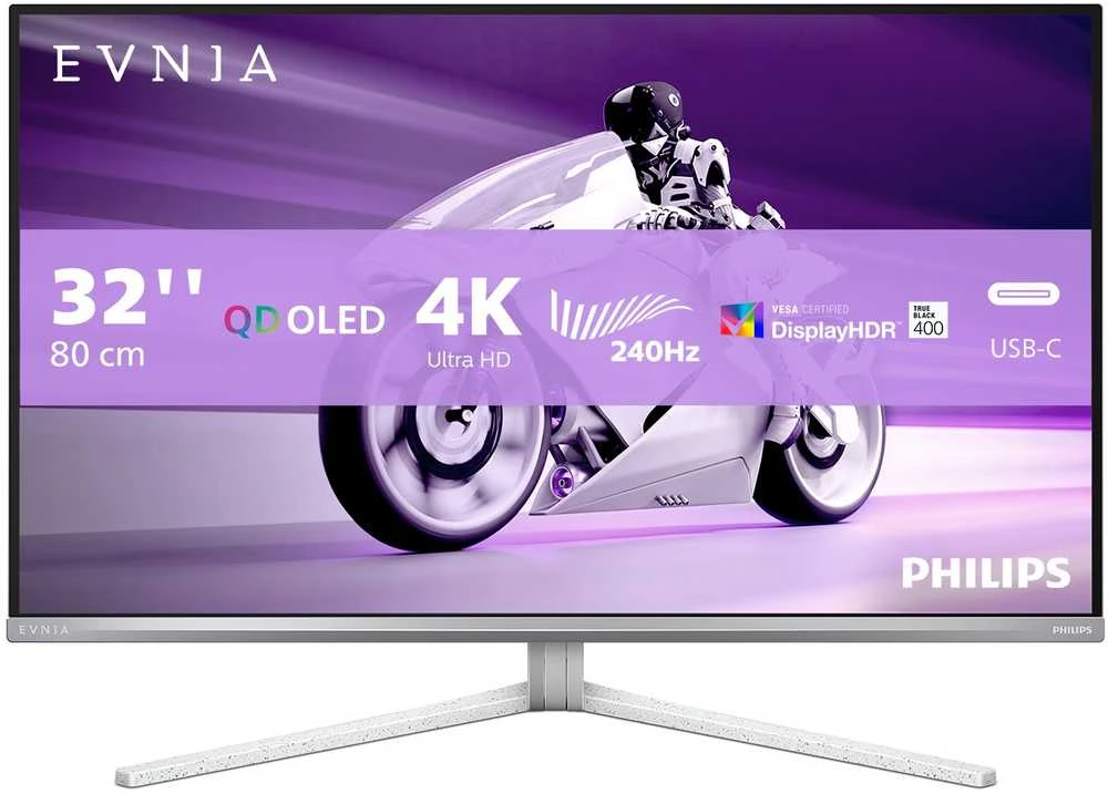 Monitorius Mmd monitoriai Ekranai PHILIPS 32M2N8900/00 32 colių UHD OLED 240Hz 250cd/m2 0.03ms 2xHDMI2.1 DP USB Type-C PD90W Garsiakalbiai Aukščio reguliavimas.