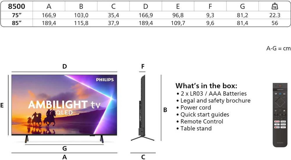 „Philips 85 PUS8500“ – 4K QLED „Ambilight“ televizorius