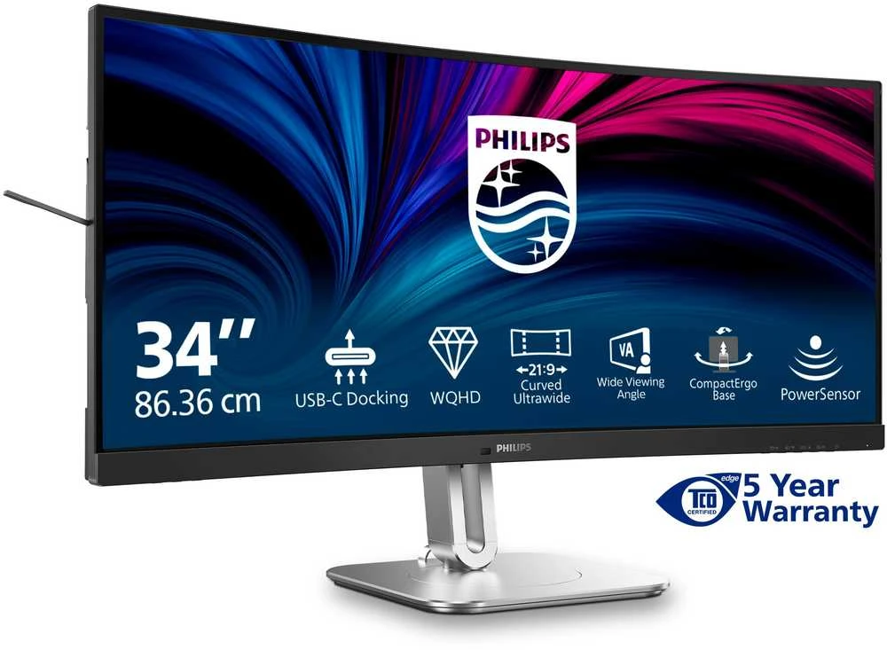 Monitorius PHILIPS 34B2U5600C/00 34 colių 3440x1440 120Hz VA lenktas/ 300  cd/m²/ HDMI 2.0 x 2, „DisplayPort“ 1.4 x 1, USB-C x 1