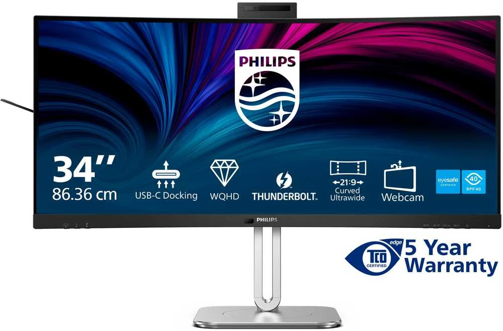 „PHILIPS 34B2U6603CH“ 34 colių lenktas monitorius, 3440x1440, 2xHDMI, DP, USB