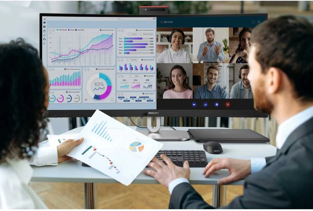 „PHILIPS 34B2U6603CH“ 34 colių lenktas monitorius, 3440x1440, 2xHDMI, DP, USB