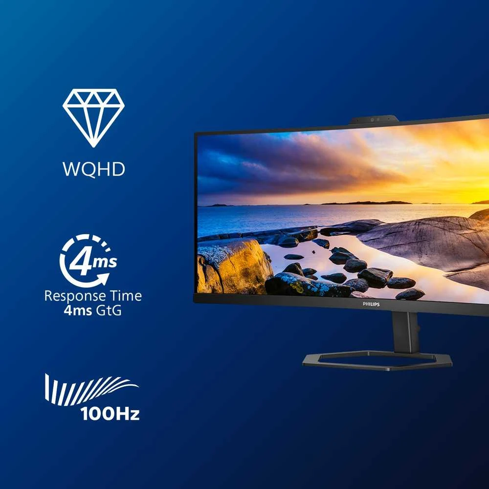 Monitorius Mmd monitoriai Ekranai PHILIPS 34E1C5600HE/00 34 colių 3440x1440 VA lenktas H/A 130 mm ULTRAWIDE USB-C ekranas