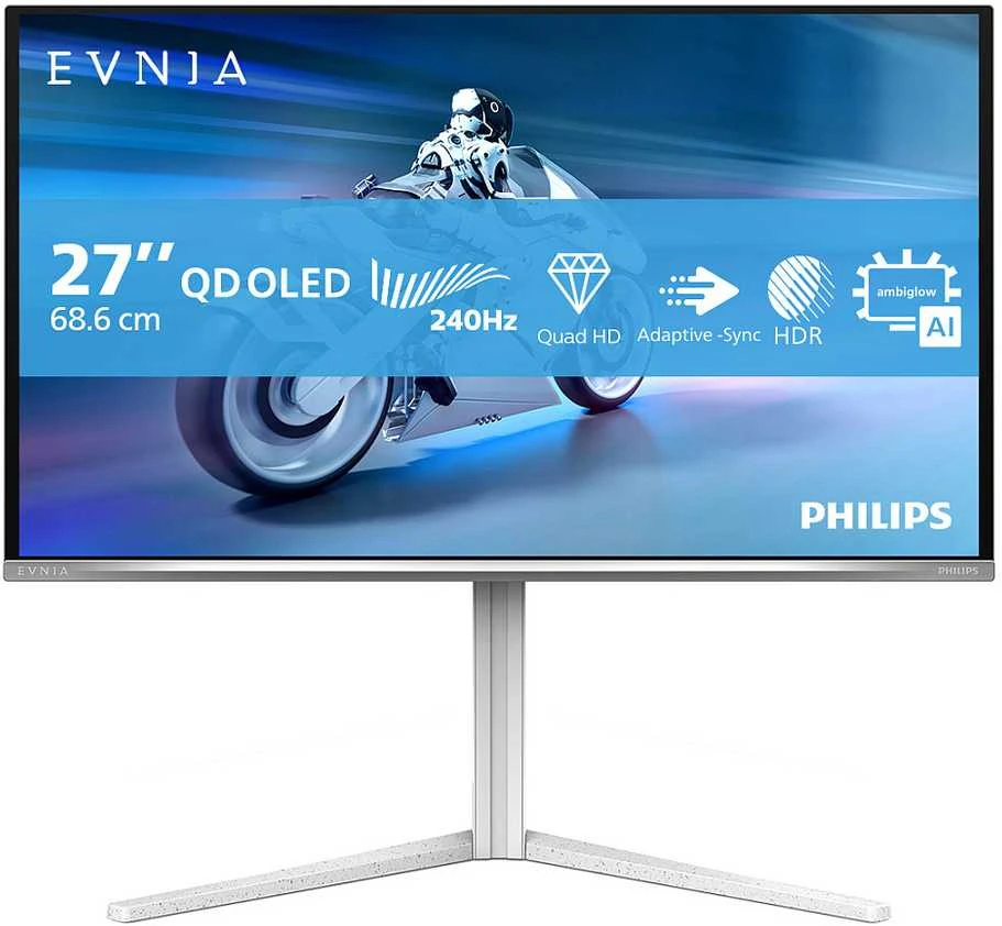 Monitorius Philips | 27M2N6501L/00 | 27 " | QD-OLED | 16:9 | 240 Hz | 0.03 ms | 2560 x 1440 pikselių | 400 cd/m² | HDMI jungtys quantity 2 | Baltas