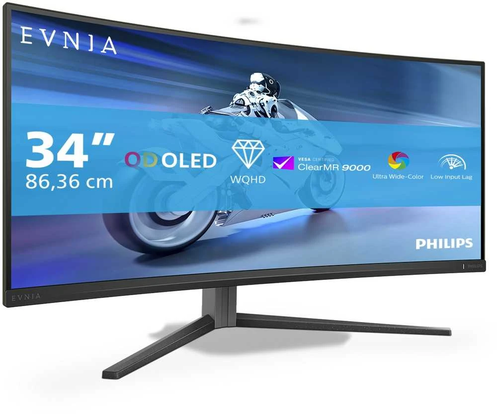 Monitorius Philips Evnia Curved Gaming Monitor, OLED 3440x1440, Juodas/Pilkas 34M2C6500/00