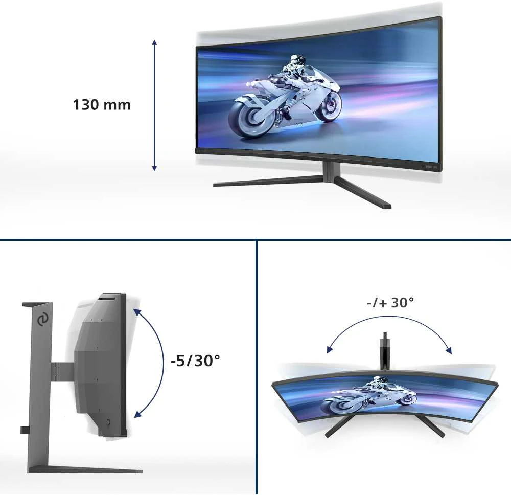 Monitorius Philips Evnia Curved Gaming Monitor, OLED 3440x1440, Juodas/Pilkas 34M2C6500/00