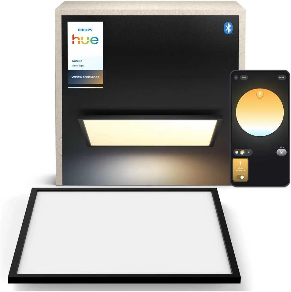 Lubinis šviestuvas Lampa sufitowa Philips Hue Aurelle panelowa lampa SQ XL juodas