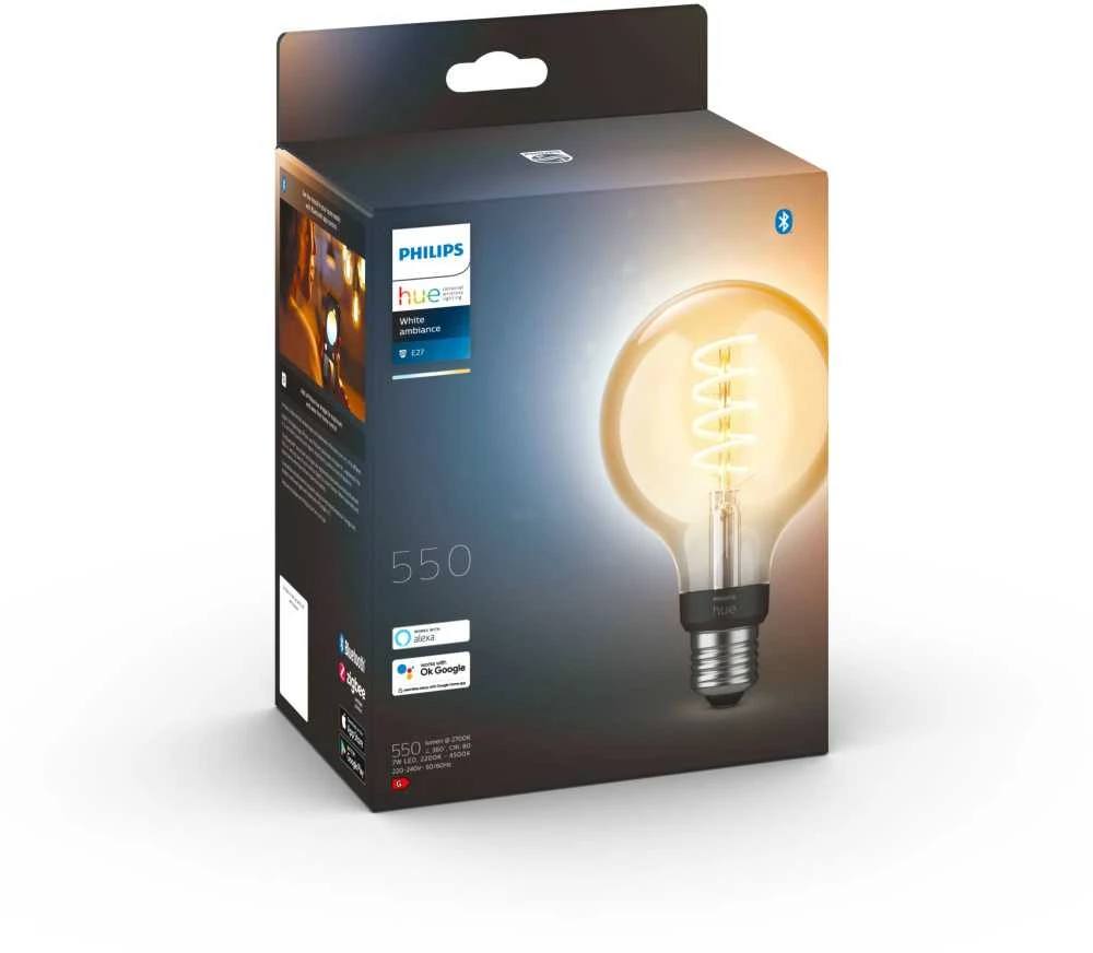 „Philips Hue WA 7W“ siūlinė G93 lemputė, E27 | E27 | 7 W | Nuo šiltos iki vėsios spalvos, 2200–4500 K | „Bluetooth“ ir „Zigbee“
