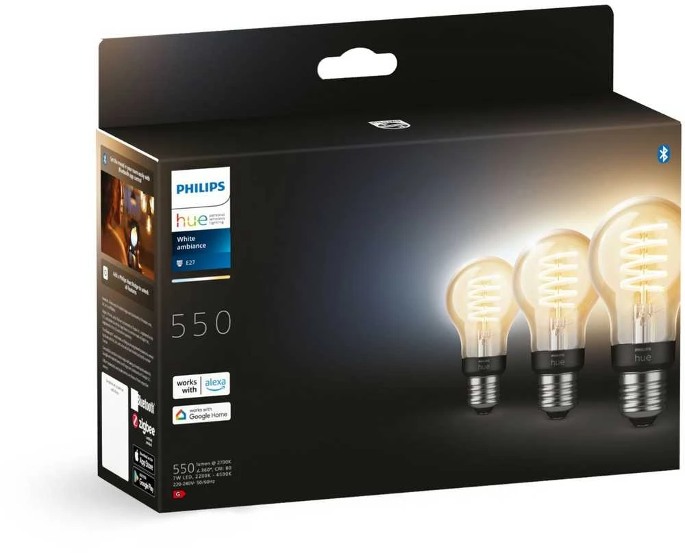 Philips Hue Baltas Ambiance E27 Filament 3erPack