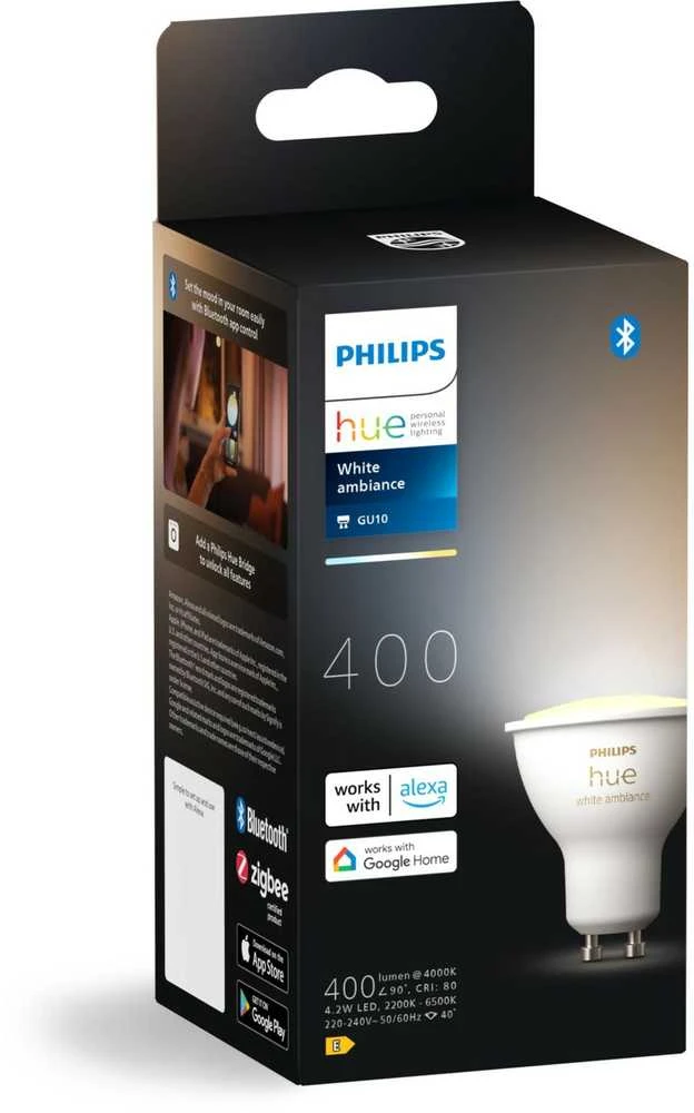 „Philips Hue Baltas Ambiance GU10“ lemputės, 350 lm, pakuotėje