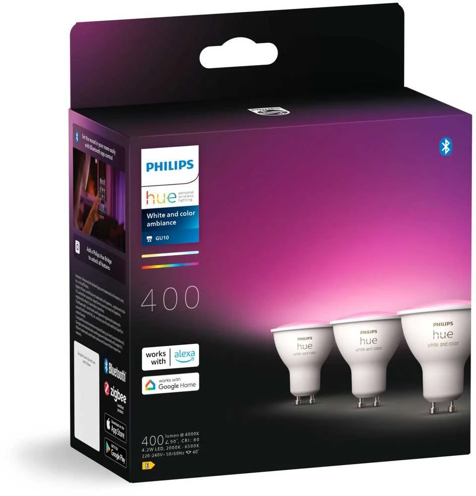 Philips Hue Smart Spotlight, 3vnt pakuotė | GU10 | 4,2 W | Baltas ir spalvota šviesa