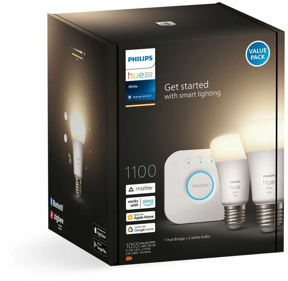 „Philips Hue Baltas LED“ pradinis rinkinys E27 „Zigbee“, „Bluetooth“