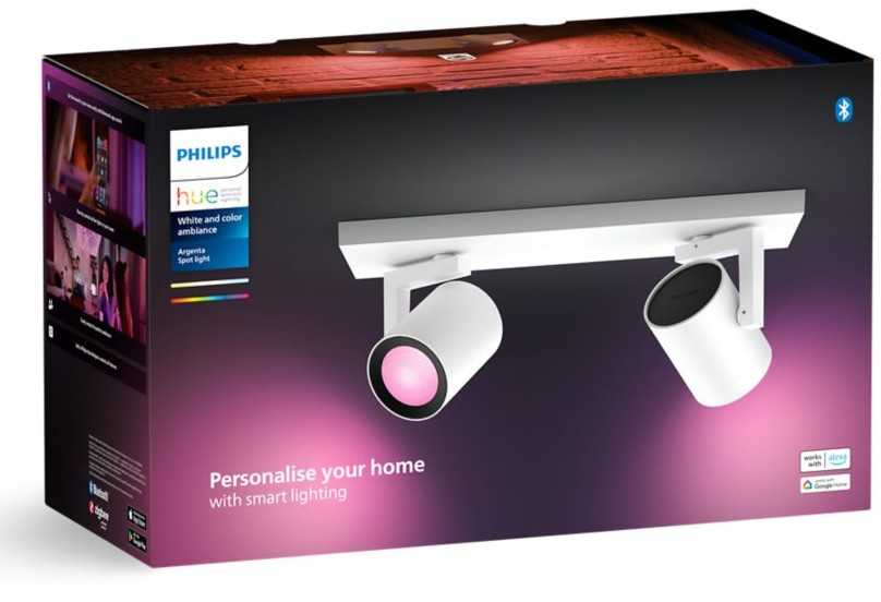 Philips Hue Baltas & Color Ambiance Argenta lubinis šviestuvas baltas • 2 taškų
