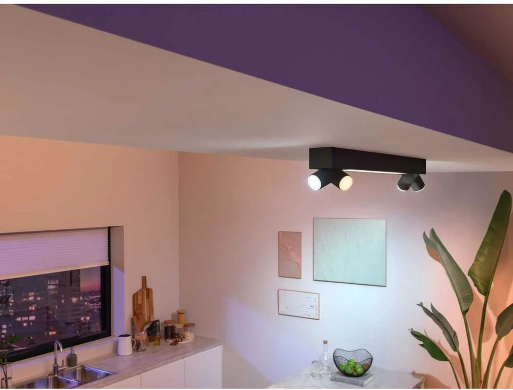 Philips Hue Baltas & Color Ambiance Centris lubinis šviestuvas juodas • 4 taškų