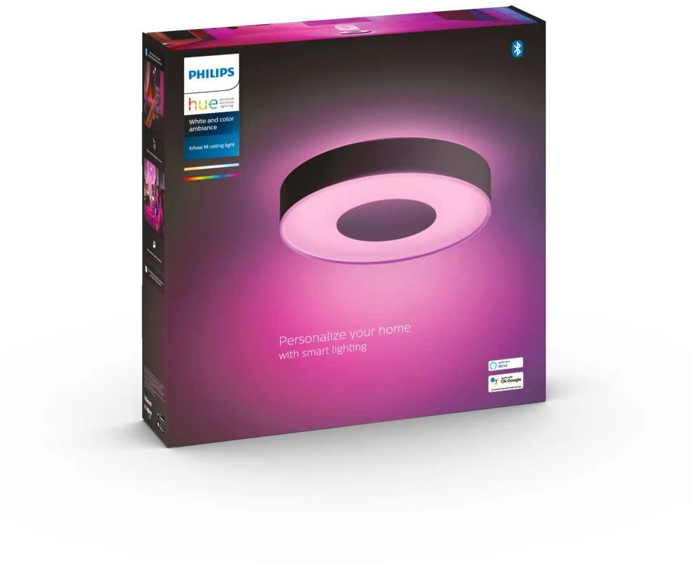 Philips Hue Infuse M lubinis šviestuvas juodas | 33,5 W | Baltas ir spalvų atmosfera 2000-6500 | Bluetooth